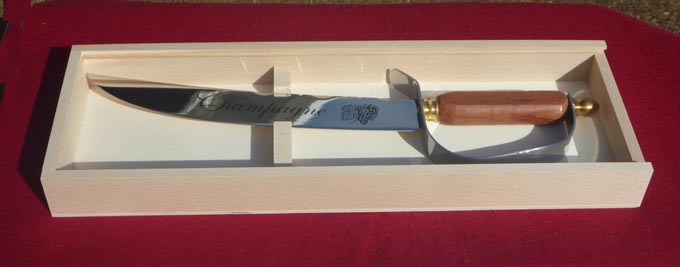  Champagne knife in optional wood box 